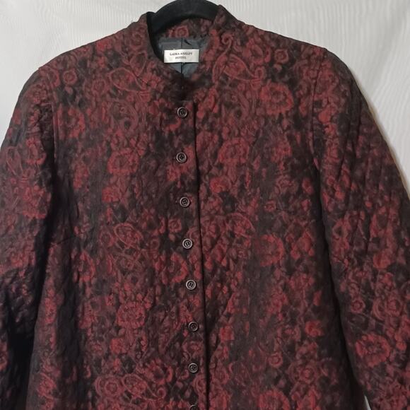 LAURA ASHLEY Petite Ruby Luster/Black Button Front Jacket. Size L - Picture 2 of 11